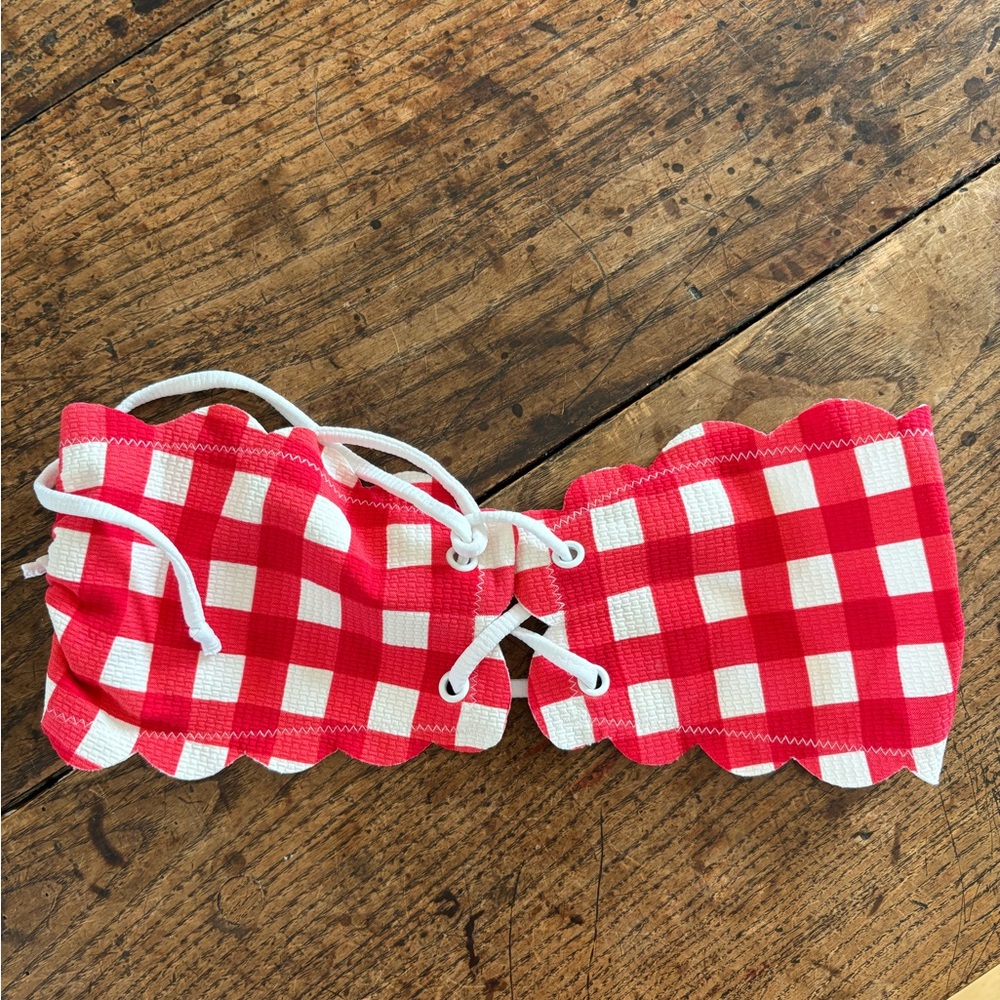 Marysia Swim Bandeau Red and White Gingham XS